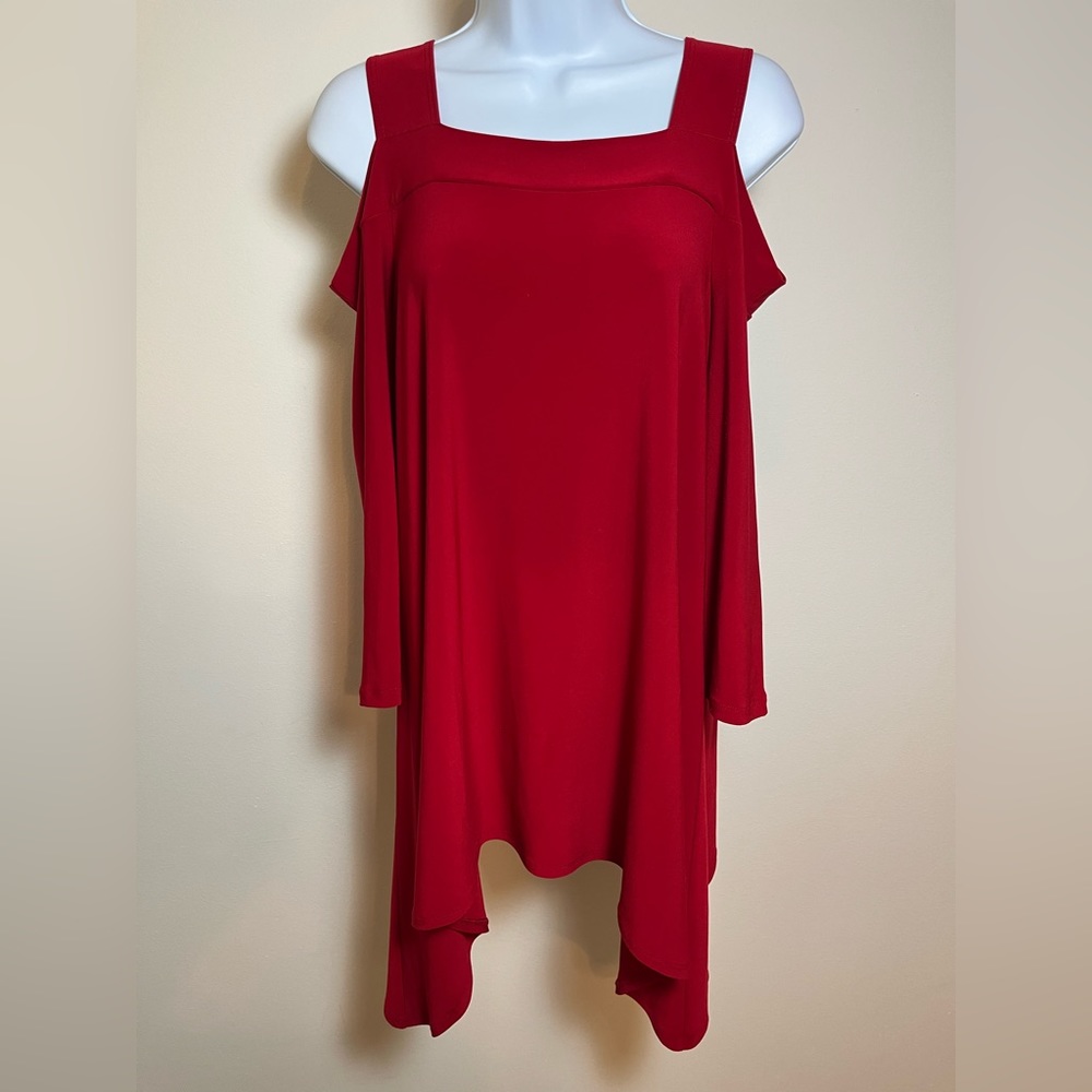 Clara Sun Woo Red Open Shoulder Tunic